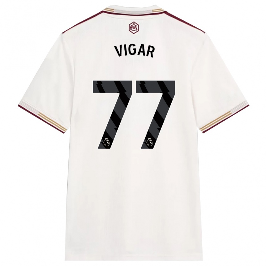 ילדים כדורגל בילי ויגר #77 לבן מלוכלך בורדו ג'רזי קיט שלישי 2025/26