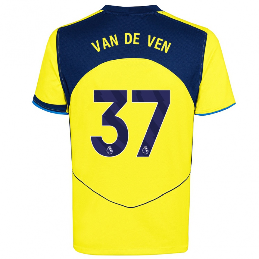 ילדים כדורגל מיקי ואן דה ון #37 צהוב נייבי ג'רזי קיט שלישי 2025/26