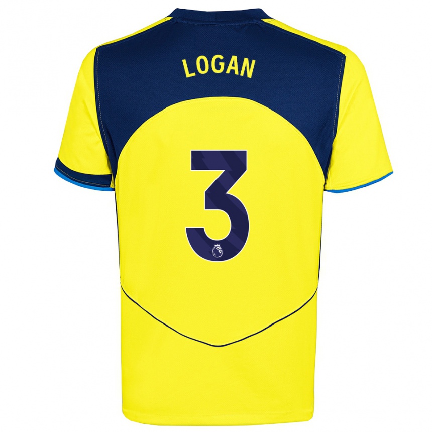 ילדים כדורגל קאלום לוגן #3 צהוב נייבי ג'רזי קיט שלישי 2025/26