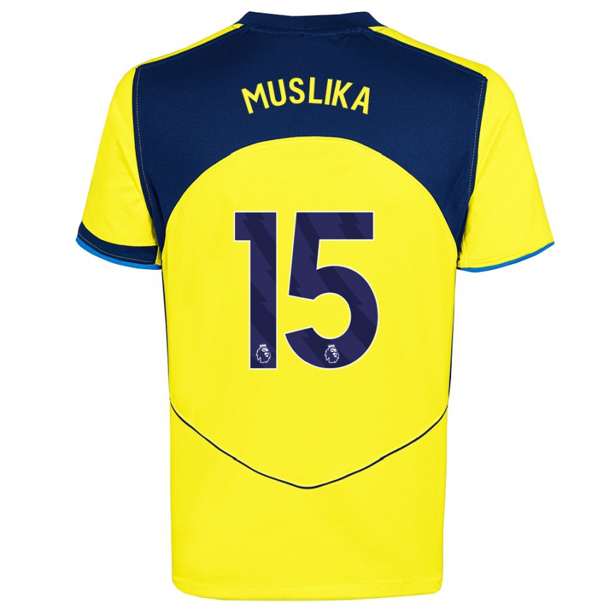 ילדים כדורגל Armend Muslika #15 צהוב נייבי ג'רזי קיט שלישי 2025/26