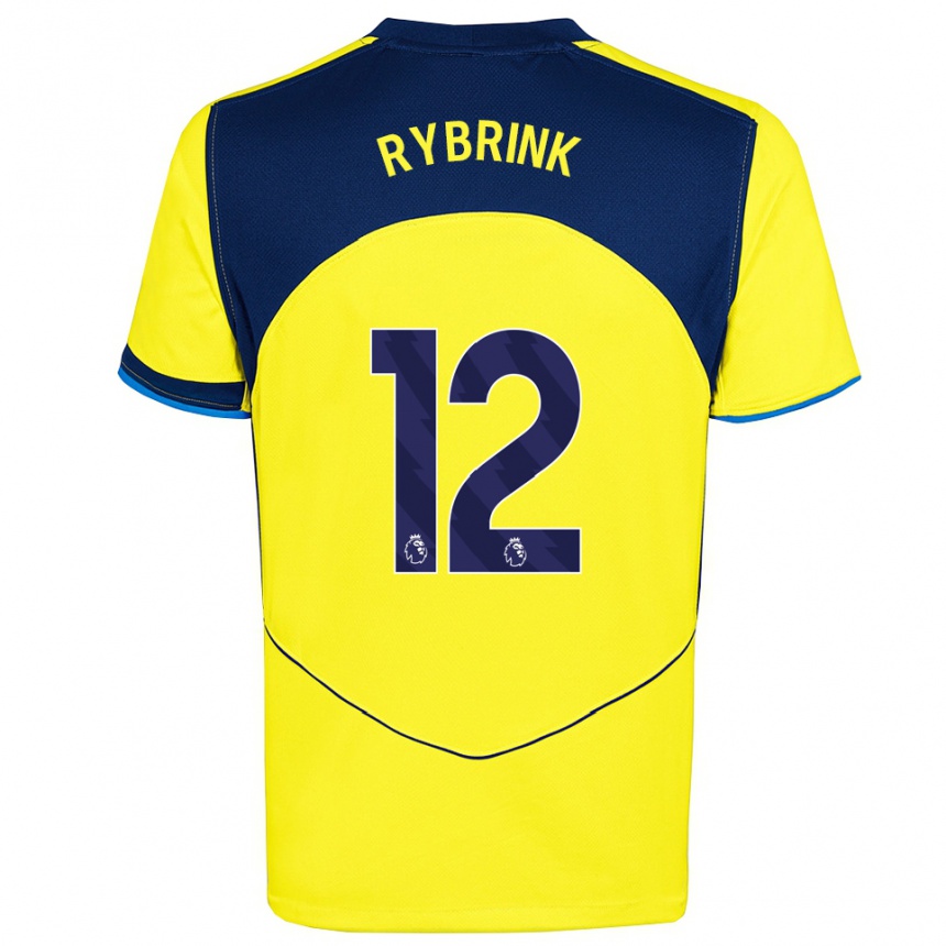 ילדים כדורגל Josefine Rybrink #12 צהוב נייבי ג'רזי קיט שלישי 2025/26