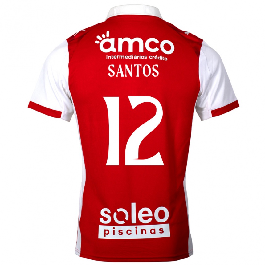 גברים כדורגל Matheus Santos #12 אדום לבן ג'רזי ביתית 2025/26