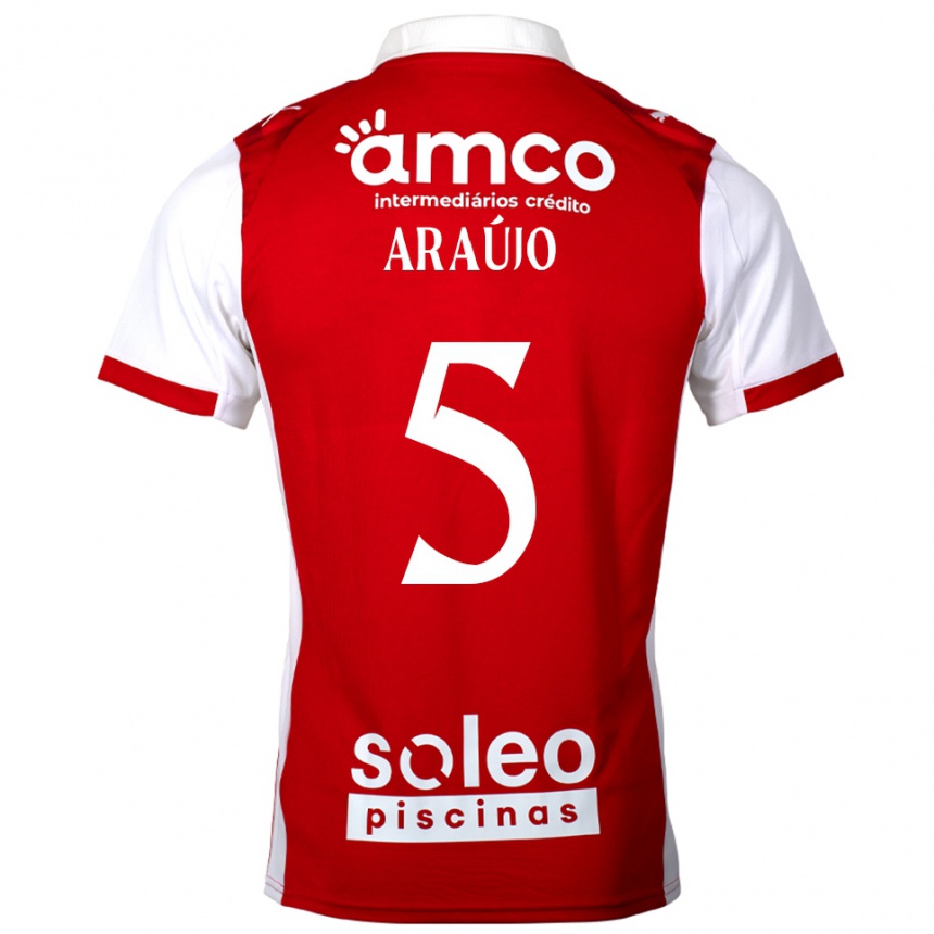 גברים כדורגל Matheus Araújo #5 אדום לבן ג'רזי ביתית 2025/26