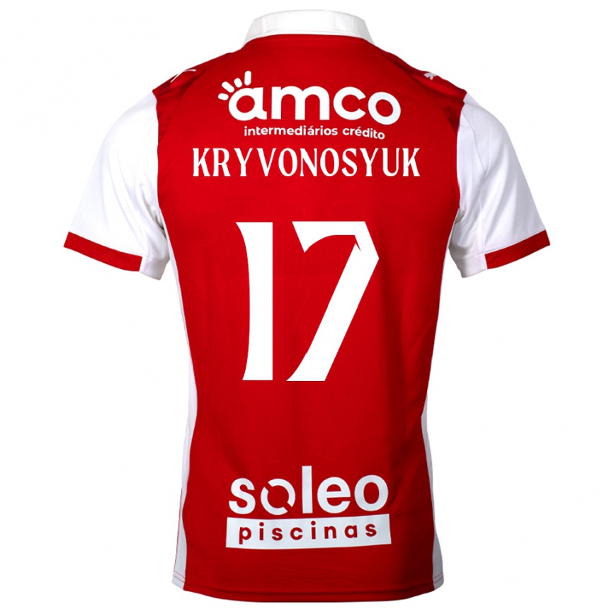 גברים כדורגל Leonardo Kryvonosyuk #17 אדום לבן ג'רזי ביתית 2025/26