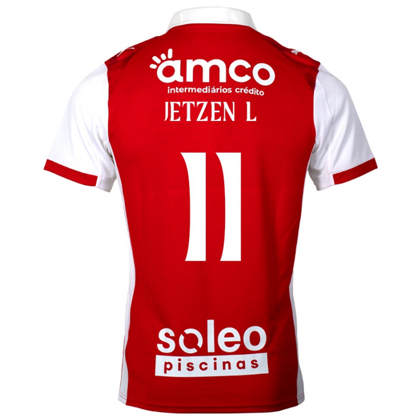 גברים כדורגל Jetzen Lopez #11 אדום לבן ג'רזי ביתית 2025/26