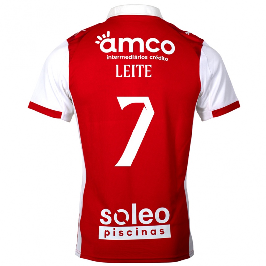 גברים כדורגל Afonso Leite #7 אדום לבן ג'רזי ביתית 2025/26