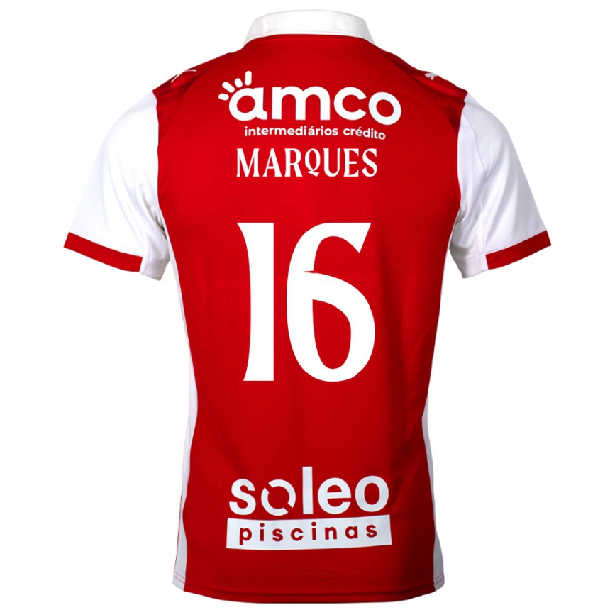 גברים כדורגל Rodrigo Marques #16 אדום לבן ג'רזי ביתית 2025/26