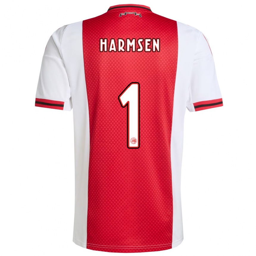 גברים כדורגל Tymo Harmsen #1 אדום לבן ג'רזי ביתית 2025/26