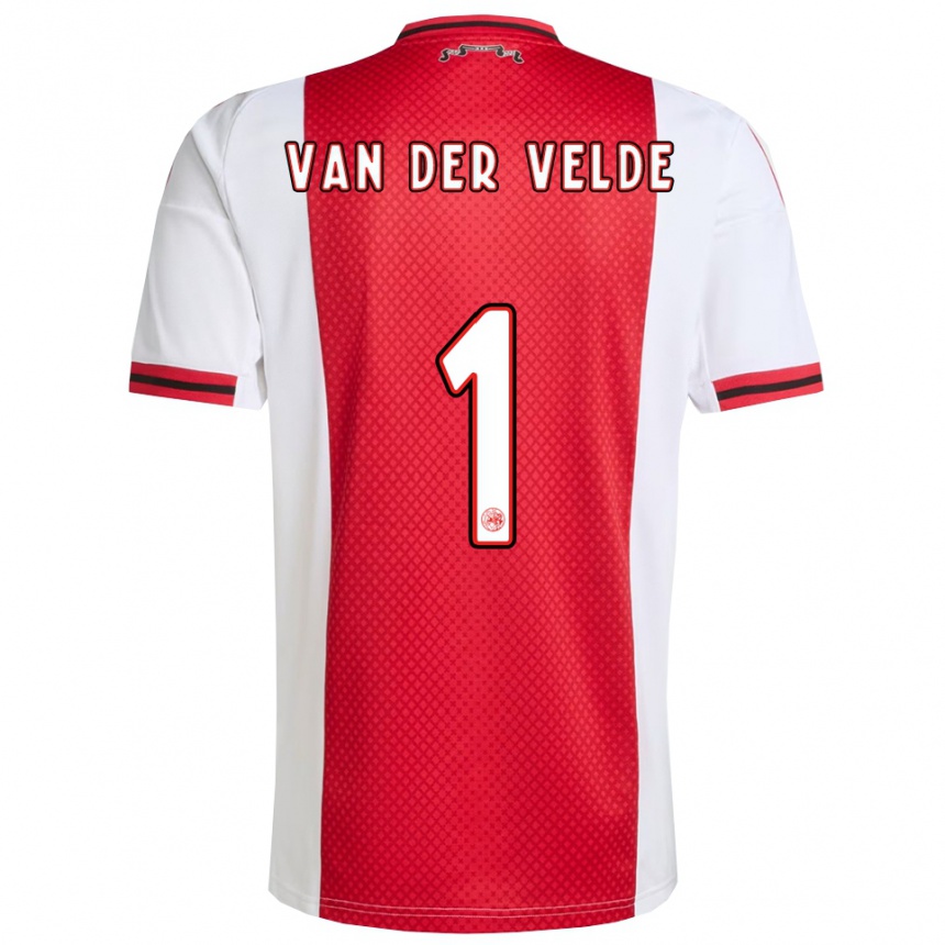 גברים כדורגל Valentijn Van Der Velde #1 אדום לבן ג'רזי ביתית 2025/26