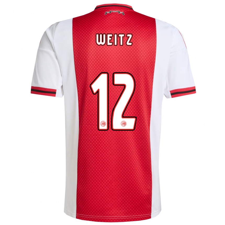 גברים כדורגל Axel Weitz #12 אדום לבן ג'רזי ביתית 2025/26