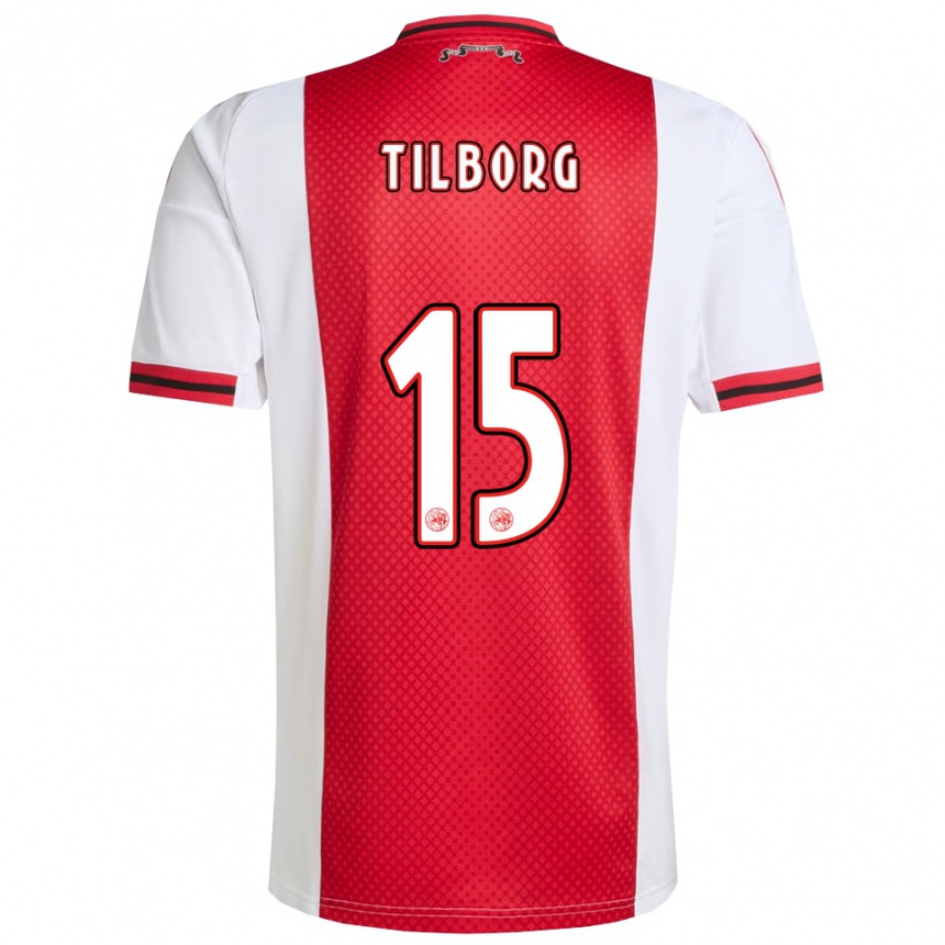 גברים כדורגל Sesynijo Tilborg #15 אדום לבן ג'רזי ביתית 2025/26