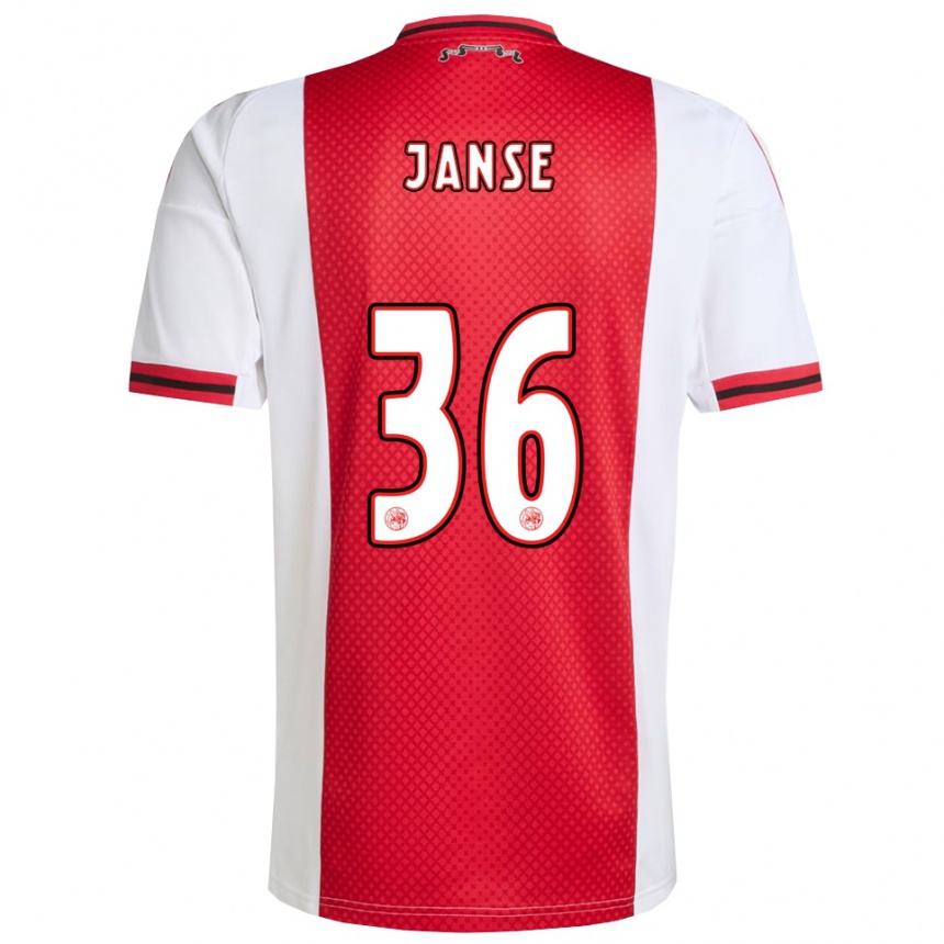 גברים כדורגל Dies Janse #36 אדום לבן ג'רזי ביתית 2025/26