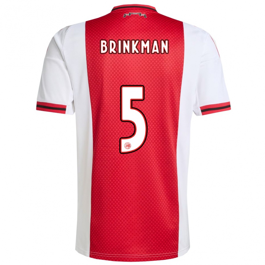 גברים כדורגל Tim Brinkman #5 אדום לבן ג'רזי ביתית 2025/26