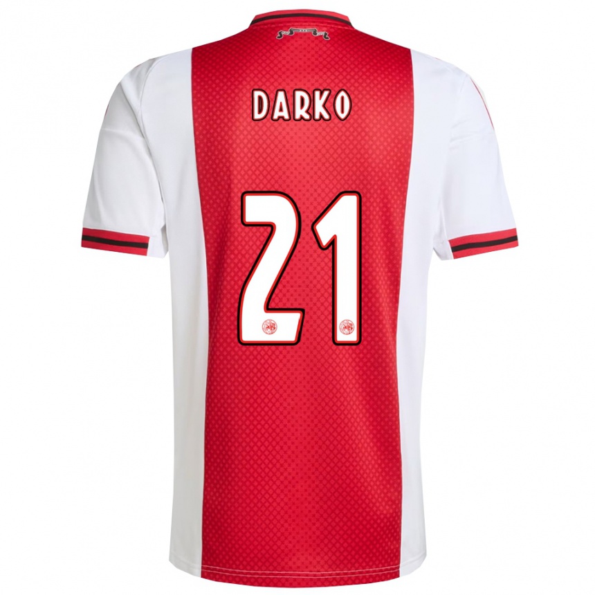 גברים כדורגל Denzel Darko #21 אדום לבן ג'רזי ביתית 2025/26