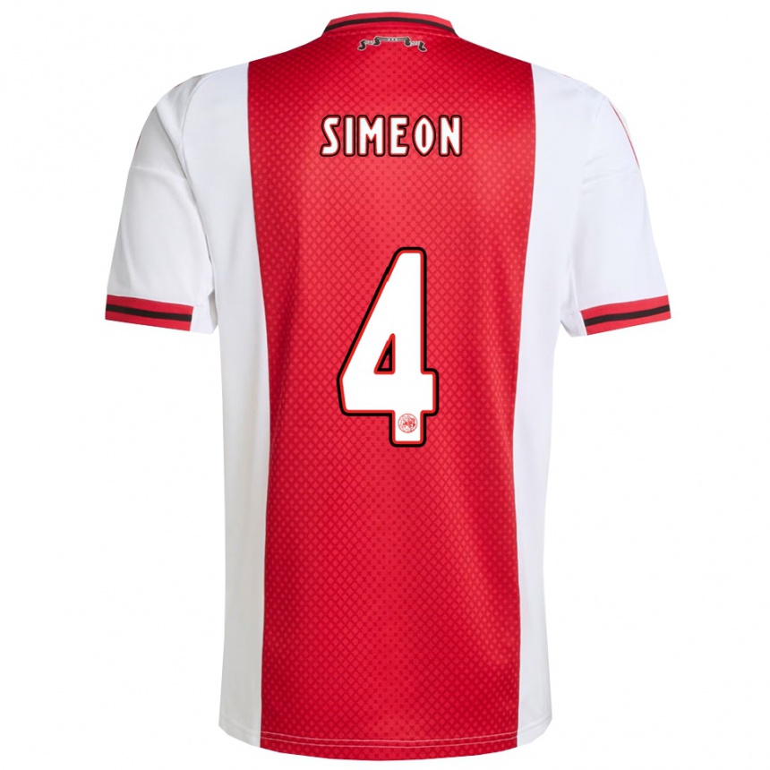 גברים כדורגל Jeshurun Simeon #4 אדום לבן ג'רזי ביתית 2025/26