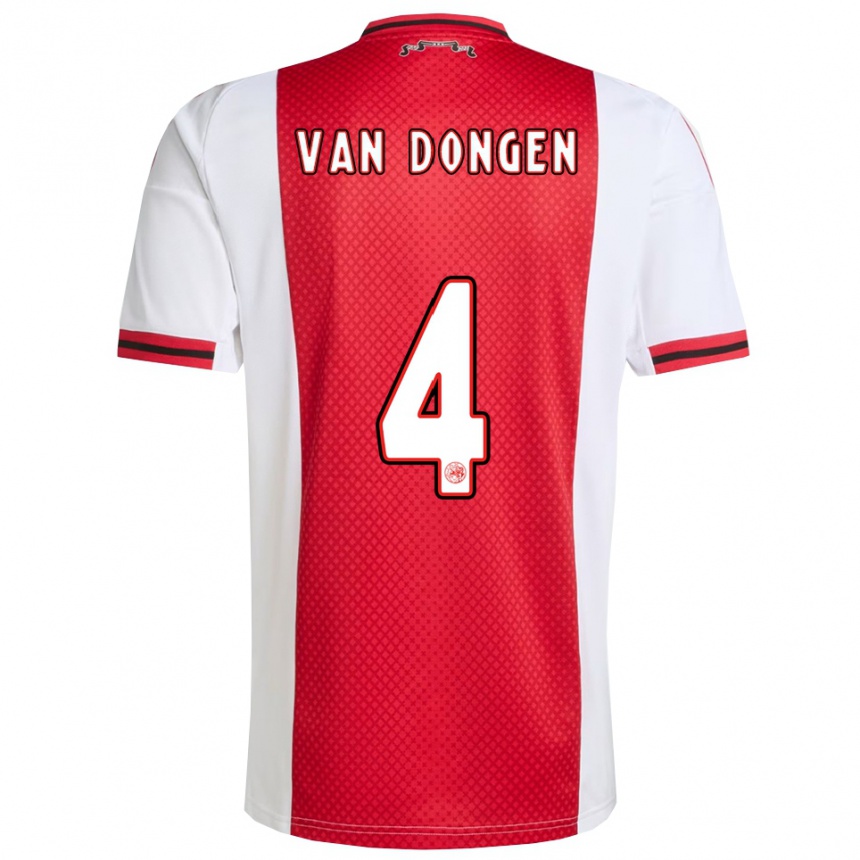 גברים כדורגל Bram Van Dongen #4 אדום לבן ג'רזי ביתית 2025/26
