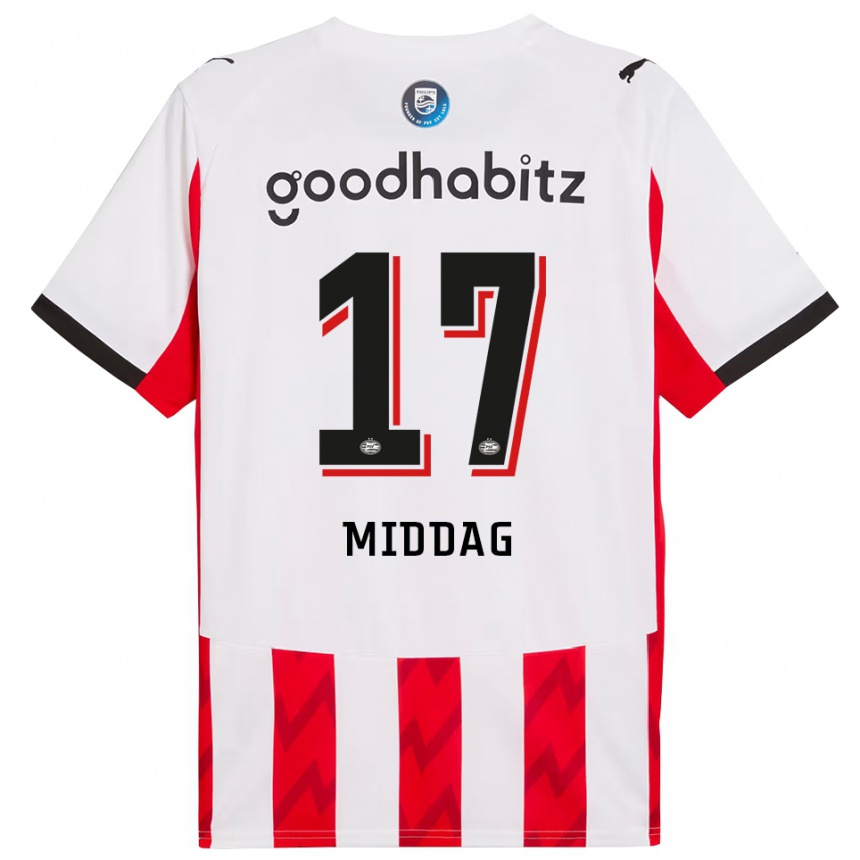 גברים כדורגל Isai Middag #17 אדום לבן ג'רזי ביתית 2025/26