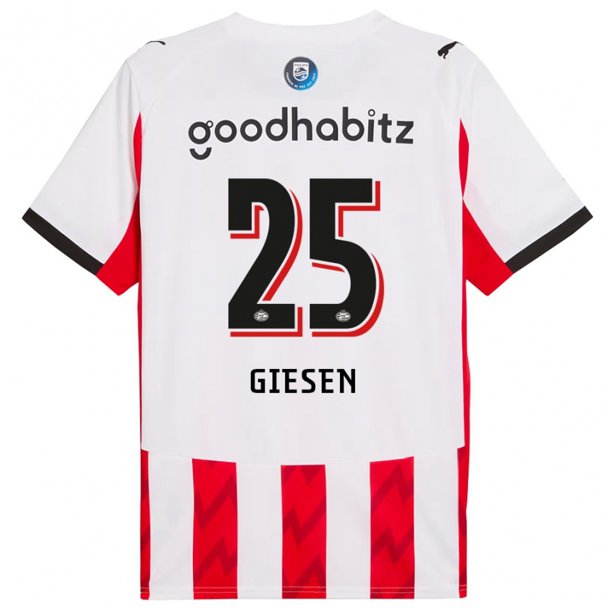 גברים כדורגל Suzanne Giesen #25 אדום לבן ג'רזי ביתית 2025/26