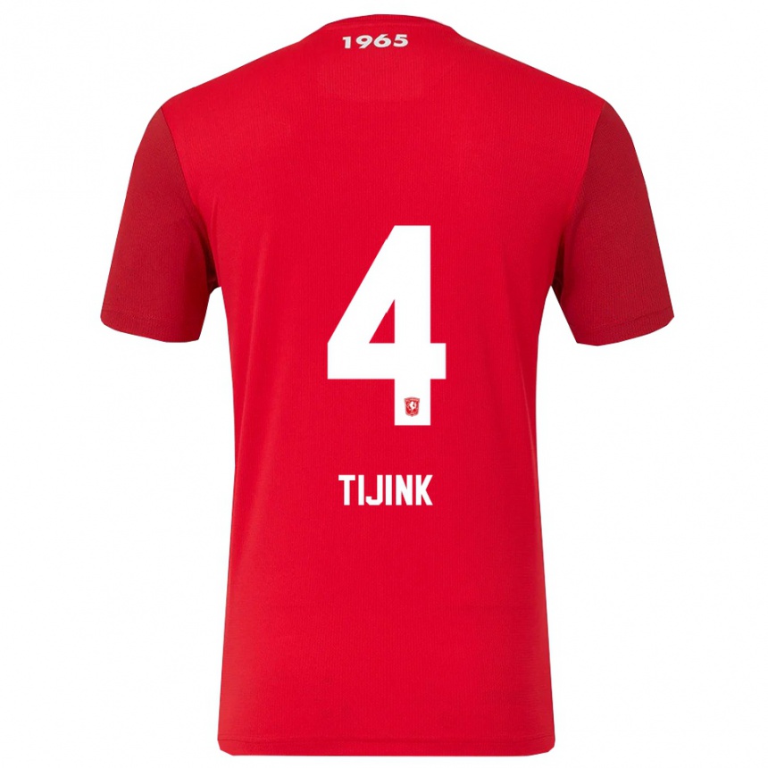 גברים כדורגל Jop Tijink #4 אדום לבן ג'רזי ביתית 2025/26