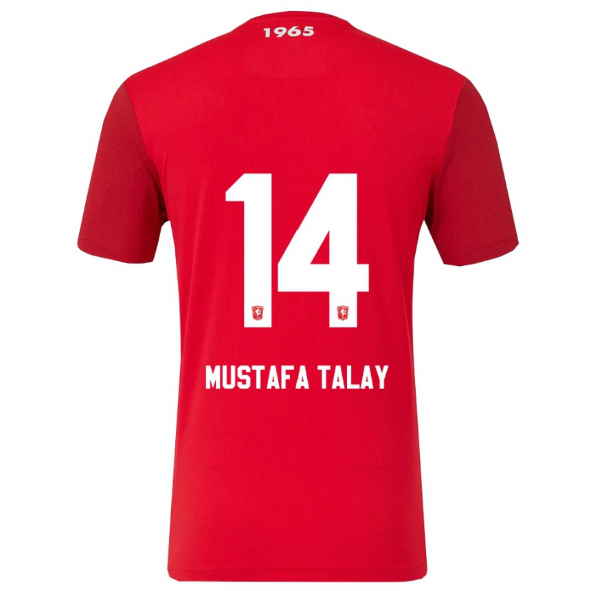 גברים כדורגל Kaan Mustafa Talay #14 אדום לבן ג'רזי ביתית 2025/26