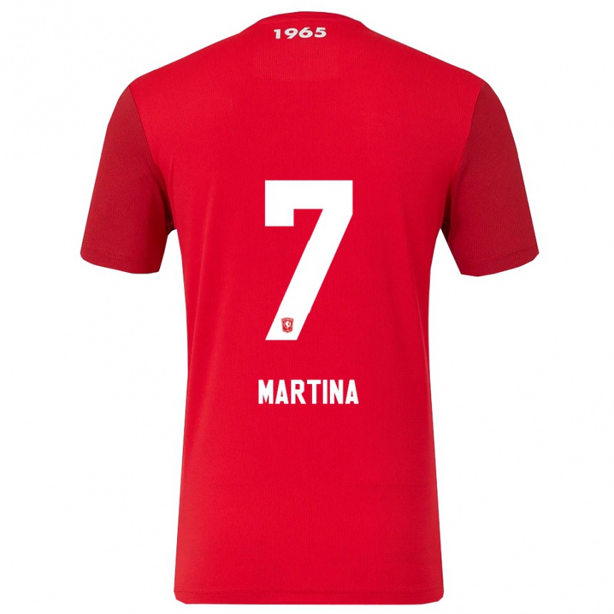גברים כדורגל Shi-Jon Martina #7 אדום לבן ג'רזי ביתית 2025/26
