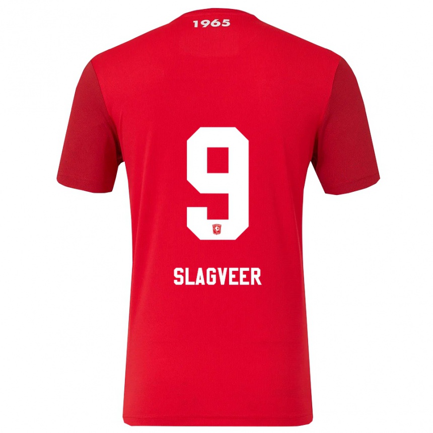 גברים כדורגל Derrick Slagveer #9 אדום לבן ג'רזי ביתית 2025/26