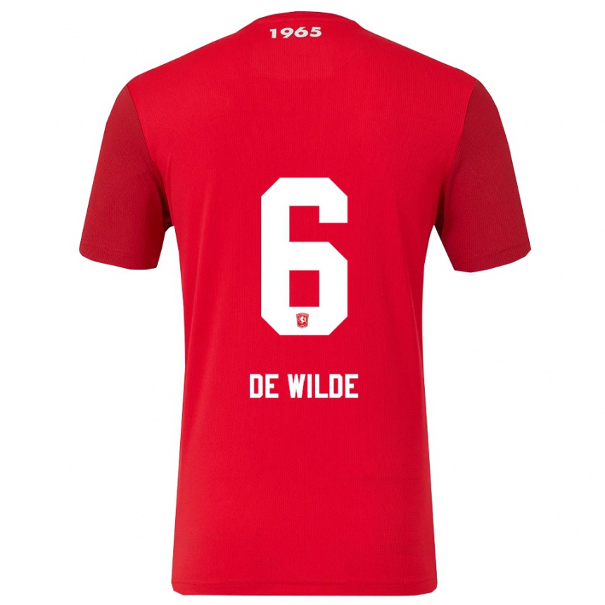 גברים כדורגל Morris De Wilde #6 אדום לבן ג'רזי ביתית 2025/26