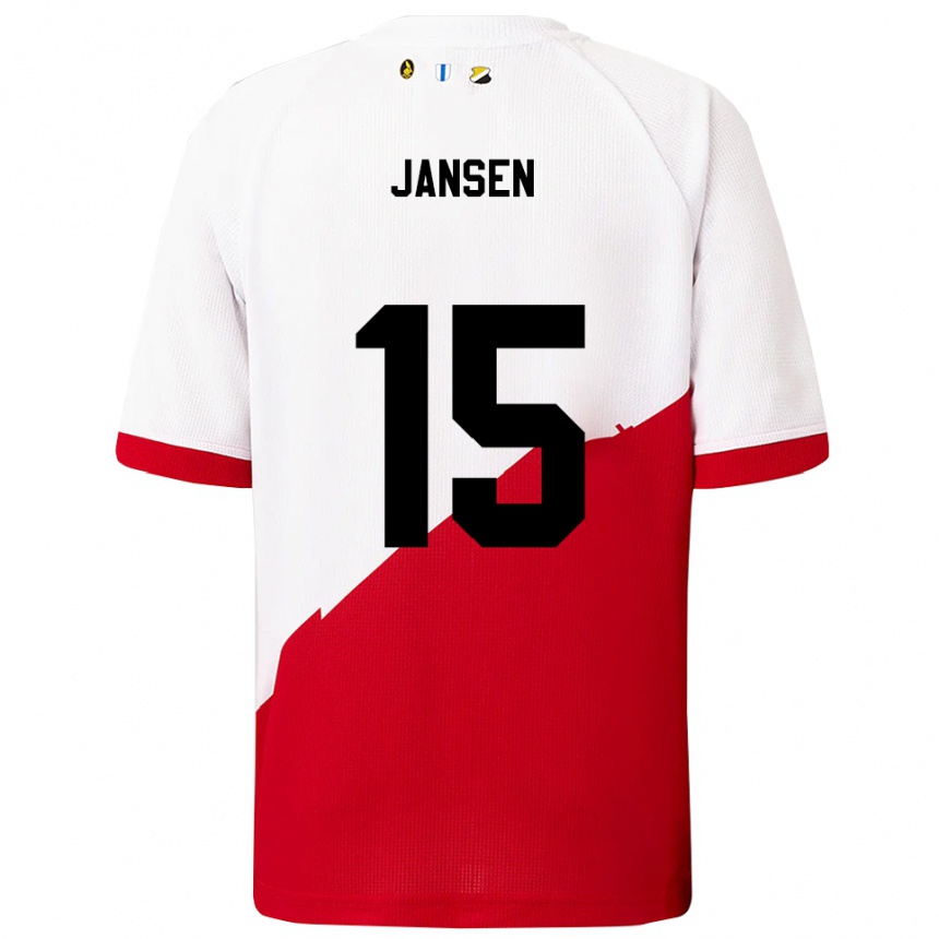 גברים כדורגל Scott Jansen #15 לבן אדום ג'רזי ביתית 2025/26