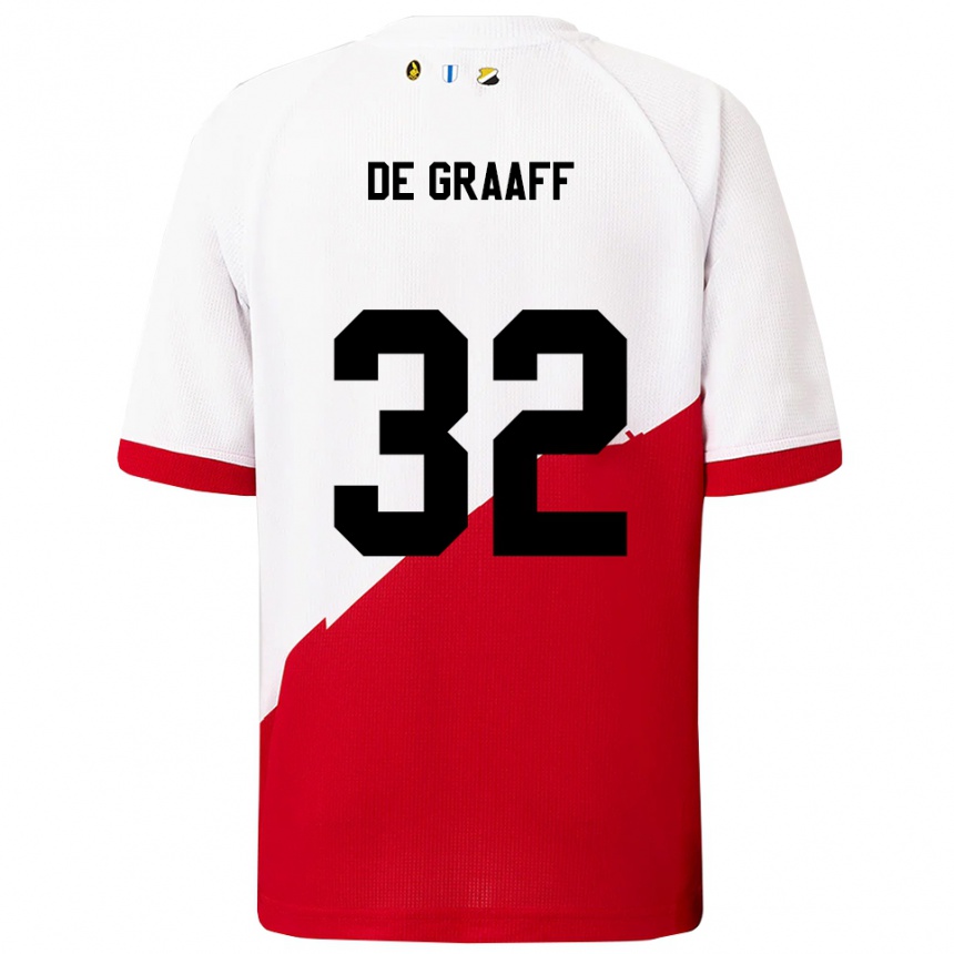 גברים כדורגל טום דה גראף #32 לבן אדום ג'רזי ביתית 2025/26