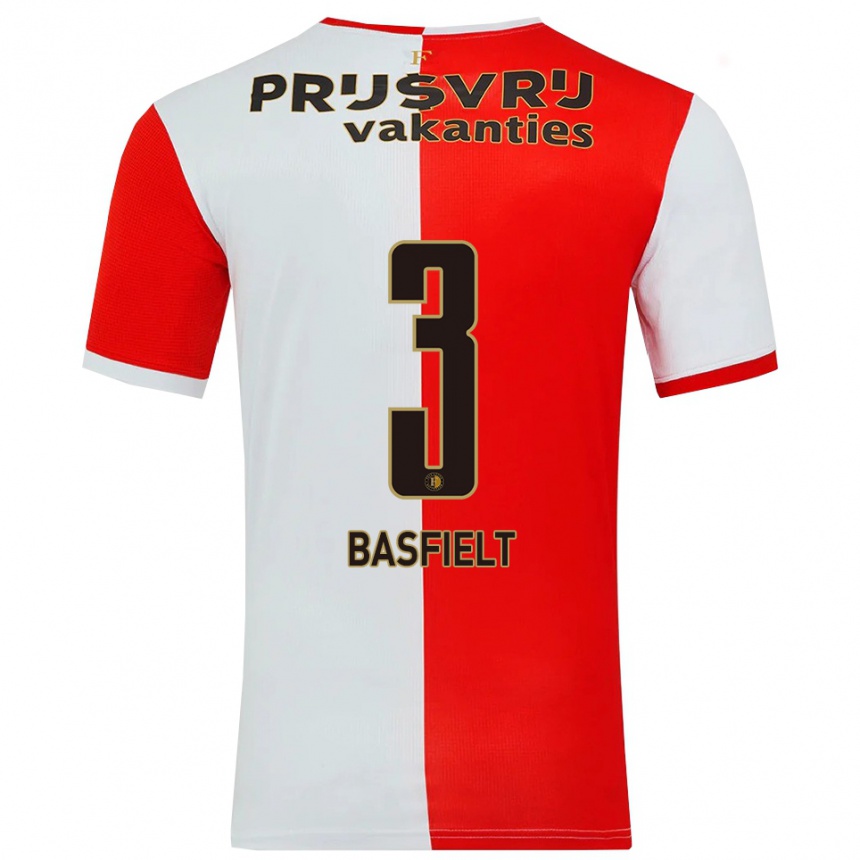 גברים כדורגל Jessy Basfielt #3 אדום לבן ג'רזי ביתית 2025/26
