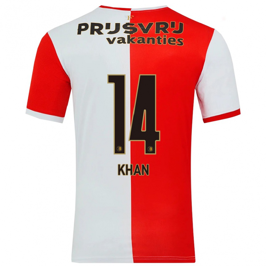 גברים כדורגל Kevin Khan #14 אדום לבן ג'רזי ביתית 2025/26