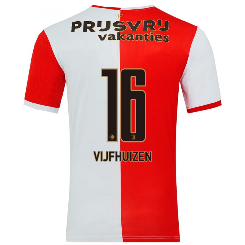 גברים כדורגל Beer Vijfhuizen #16 אדום לבן ג'רזי ביתית 2025/26