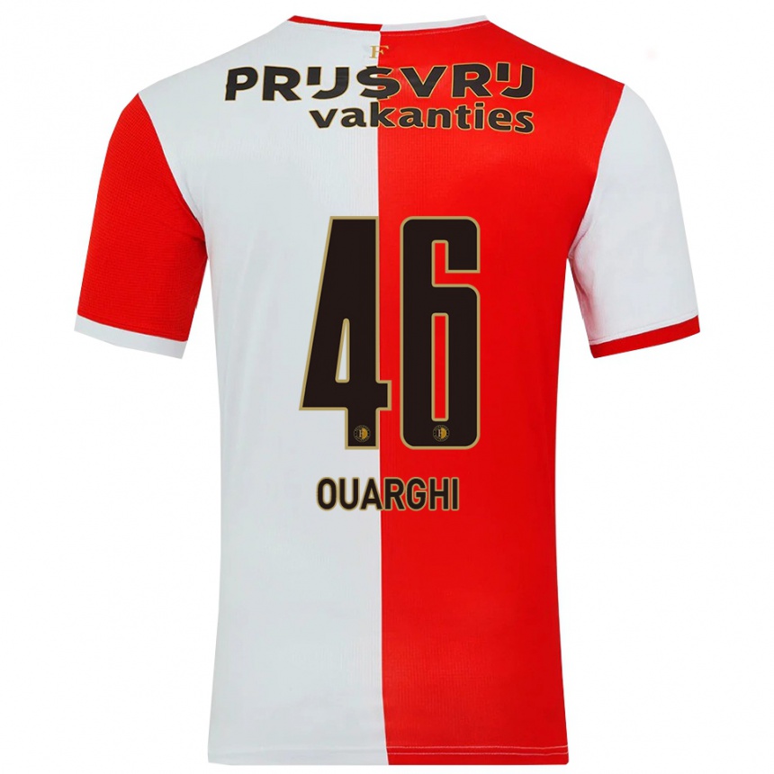 גברים כדורגל Ayoub Ouarghi #46 אדום לבן ג'רזי ביתית 2025/26