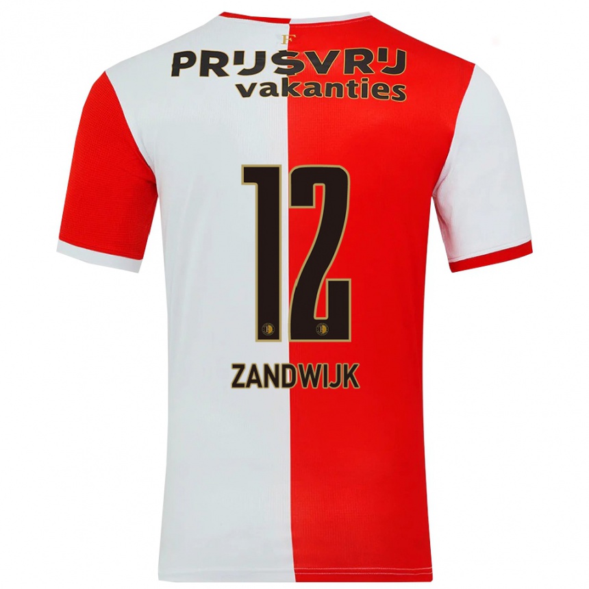 גברים כדורגל Tim Zandwijk #12 אדום לבן ג'רזי ביתית 2025/26