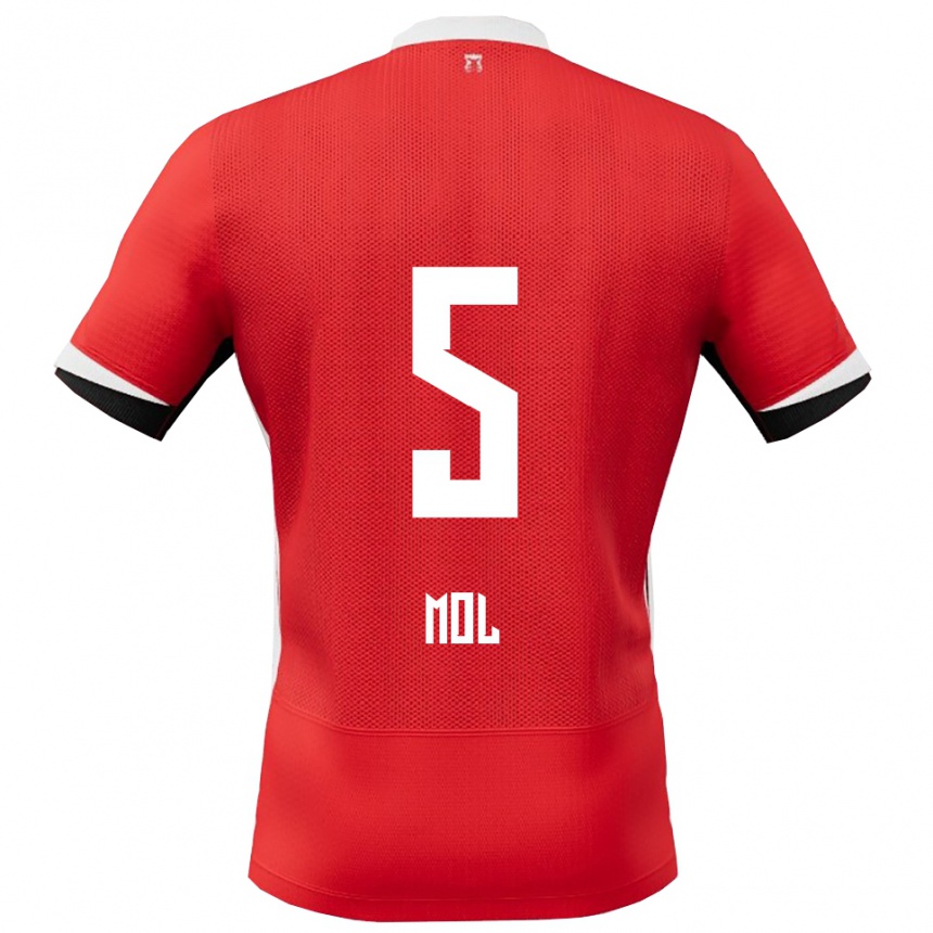 גברים כדורגל Camie Mol #5 אדום לבן ג'רזי ביתית 2025/26
