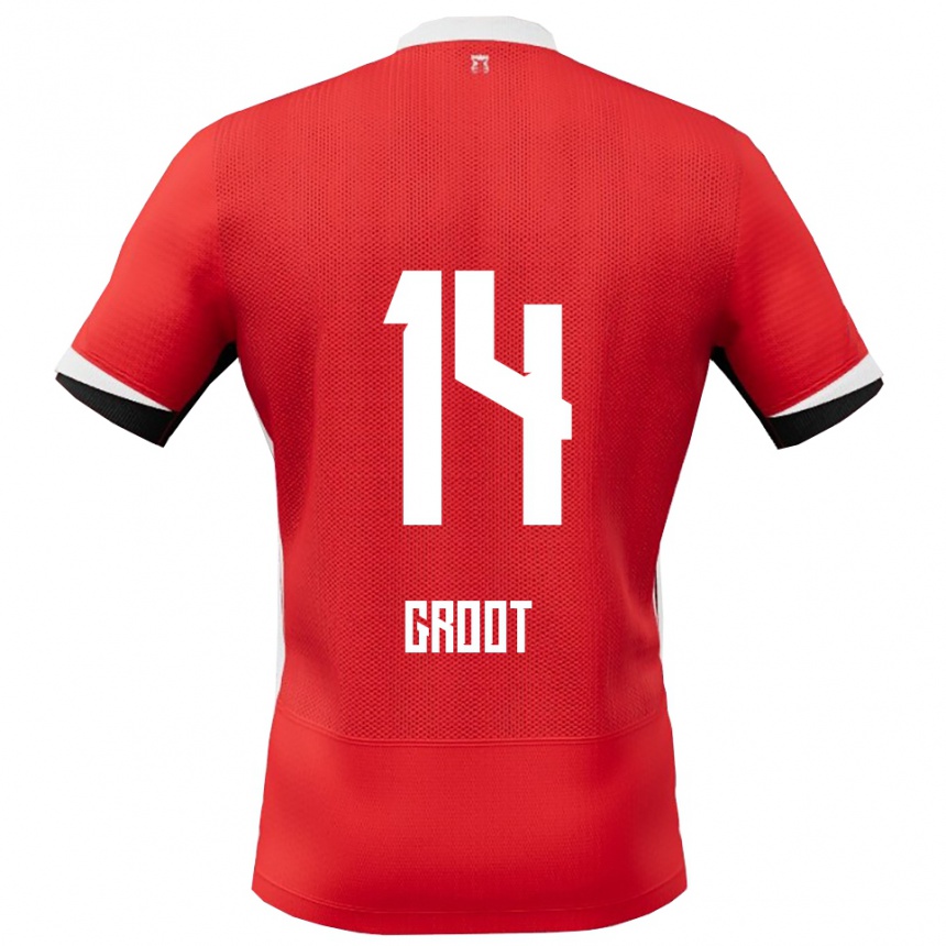 גברים כדורגל Gijs Groot #14 אדום לבן ג'רזי ביתית 2025/26