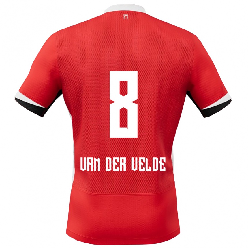 גברים כדורגל Yordi Van Der Velde #8 אדום לבן ג'רזי ביתית 2025/26
