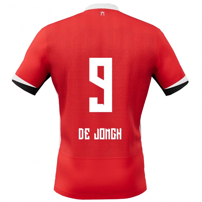גברים כדורגל Iain De Jongh #9 אדום לבן ג'רזי ביתית 2025/26