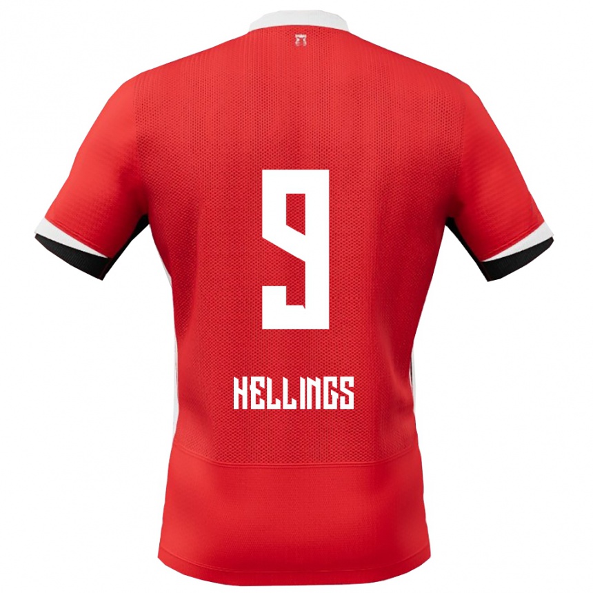 גברים כדורגל Chavarello Hellings #9 אדום לבן ג'רזי ביתית 2025/26
