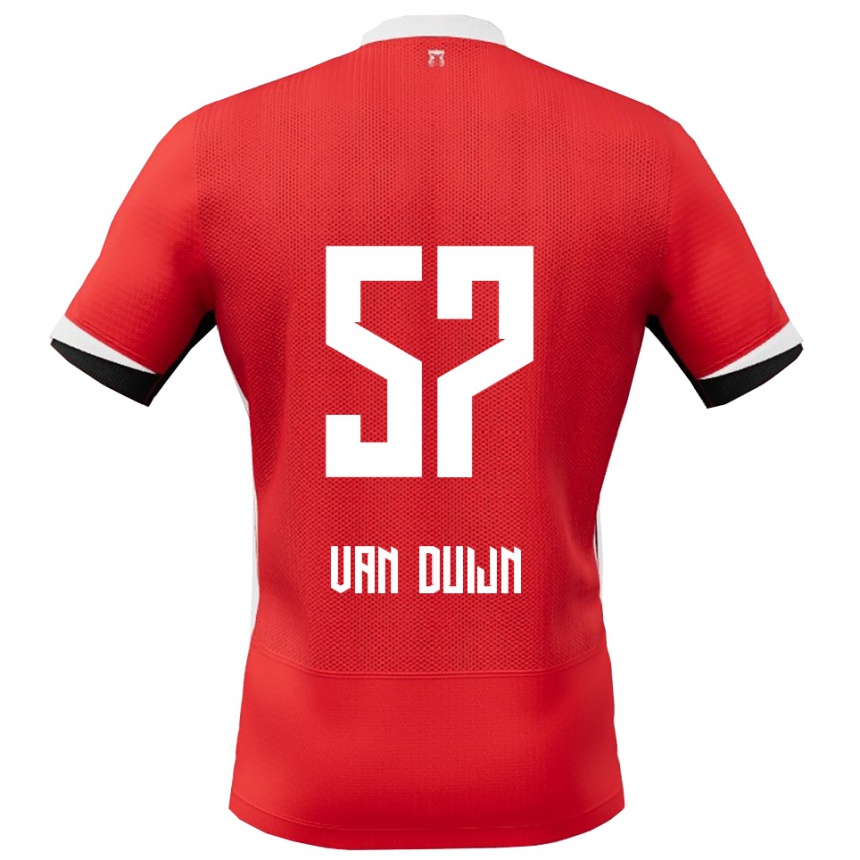 גברים כדורגל Sem Van Duijn #57 אדום לבן ג'רזי ביתית 2025/26