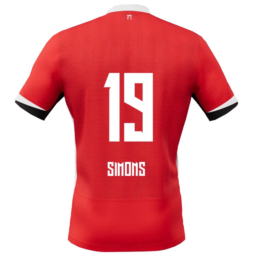 גברים כדורגל Saviola Simons #19 אדום לבן ג'רזי ביתית 2025/26