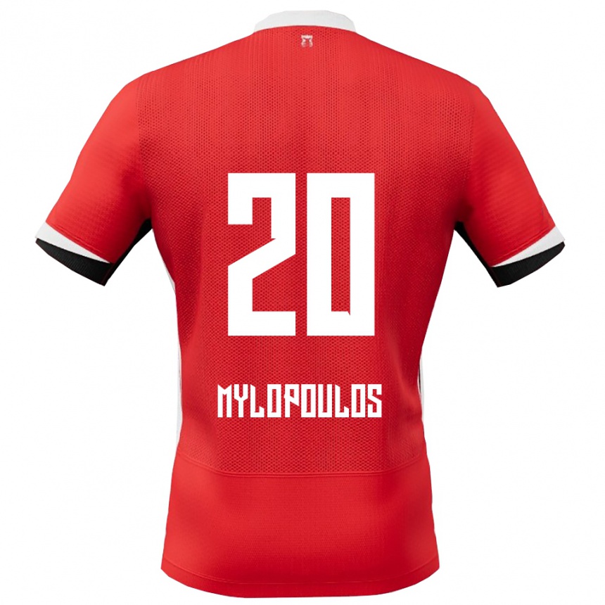 גברים כדורגל Marios Mylopoulos #20 אדום לבן ג'רזי ביתית 2025/26