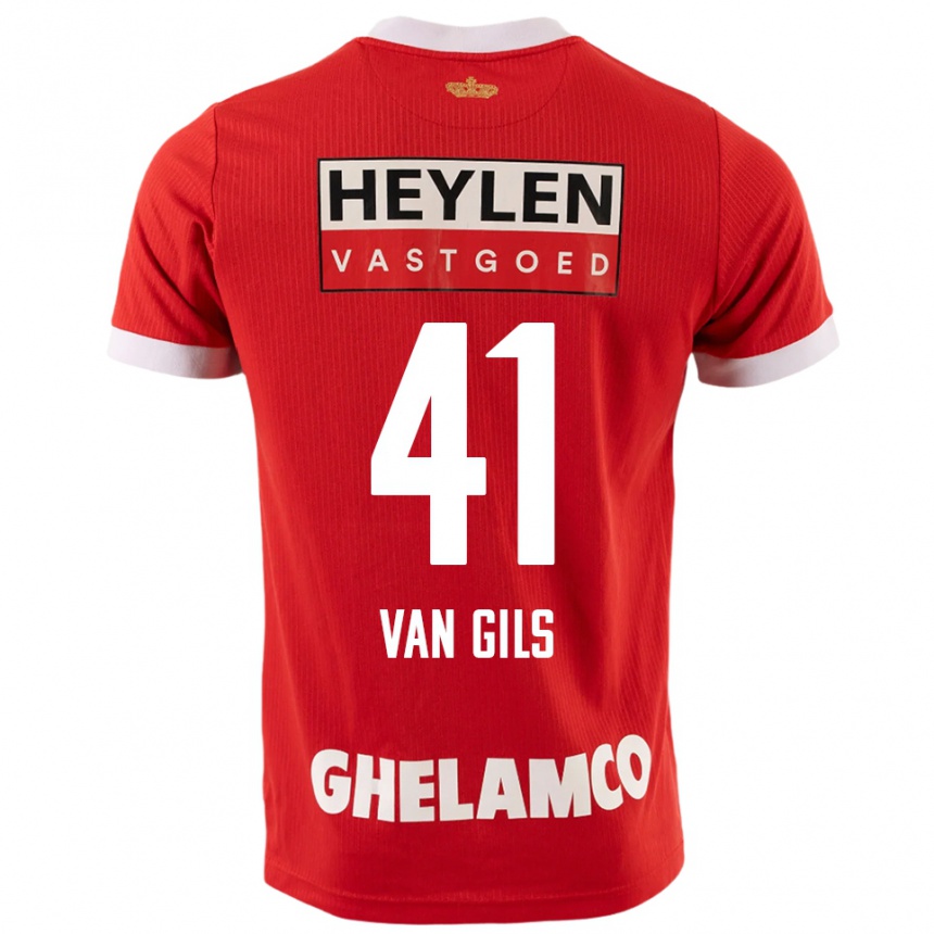 גברים כדורגל Mathis Van Gils #41 אדום לבן ג'רזי ביתית 2025/26