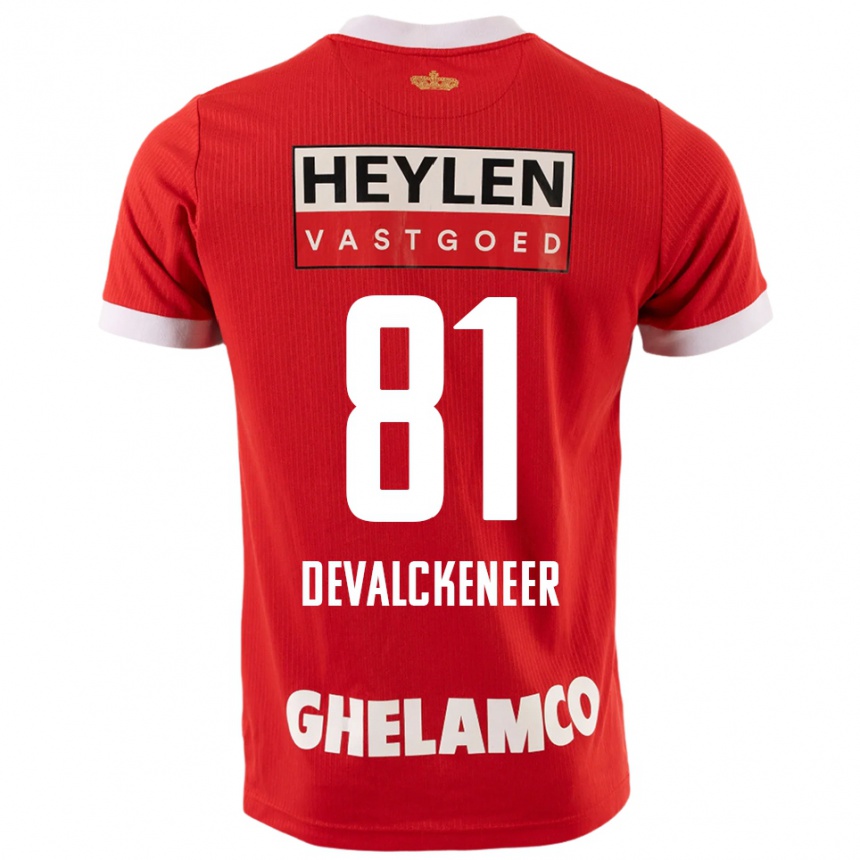 גברים כדורגל Niels Devalckeneer #81 אדום לבן ג'רזי ביתית 2025/26