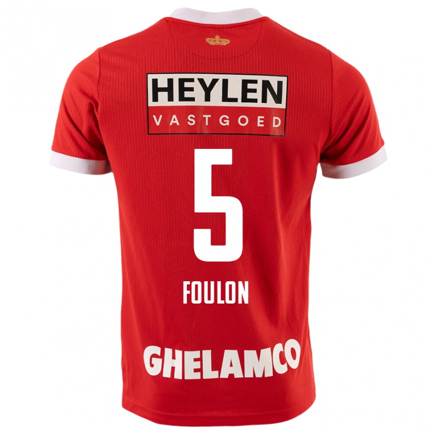 גברים כדורגל Daam Foulon #5 אדום לבן ג'רזי ביתית 2025/26