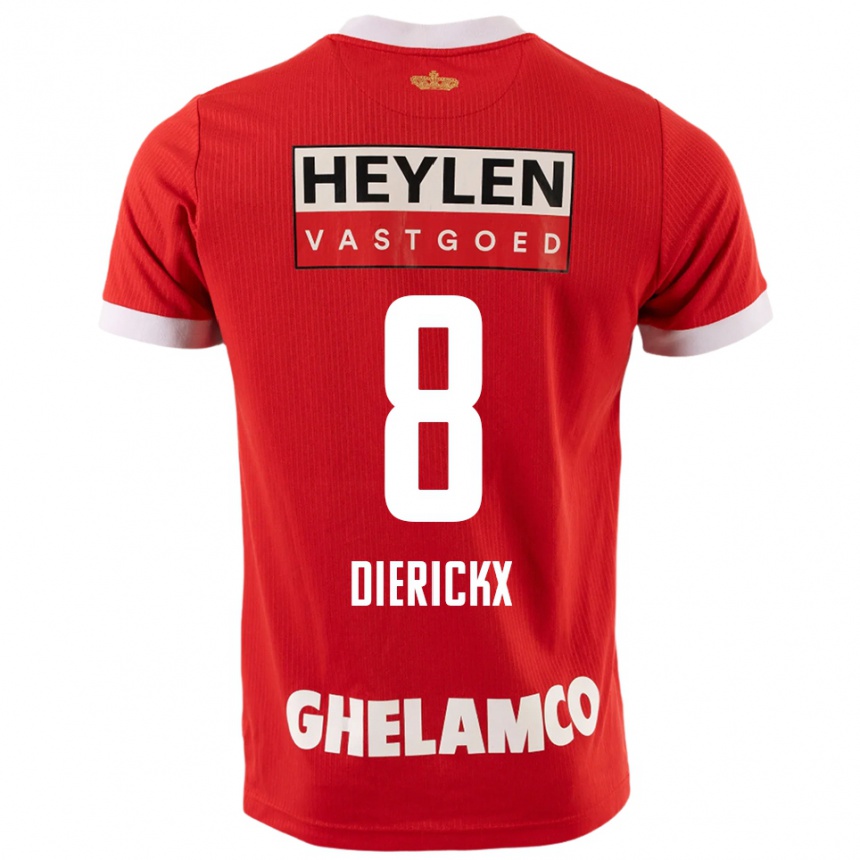 גברים כדורגל Xander Dierickx #8 אדום לבן ג'רזי ביתית 2025/26