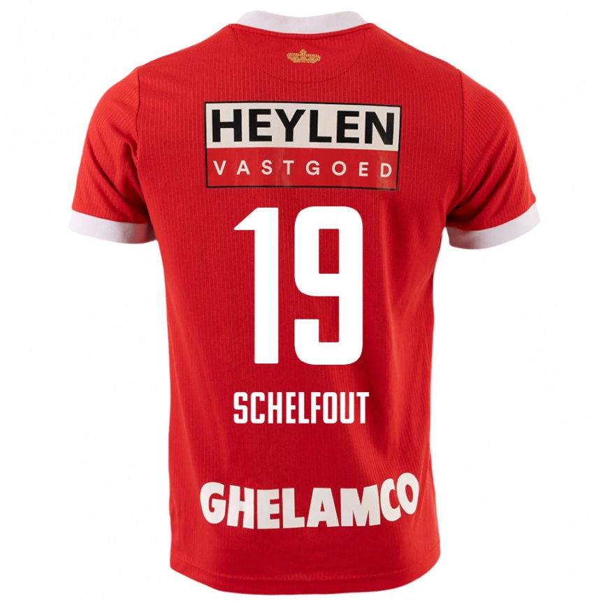 גברים כדורגל Luca Schelfout #19 אדום לבן ג'רזי ביתית 2025/26