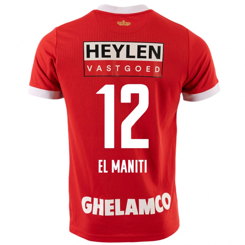 גברים כדורגל Naoufal El Maniti #12 אדום לבן ג'רזי ביתית 2025/26