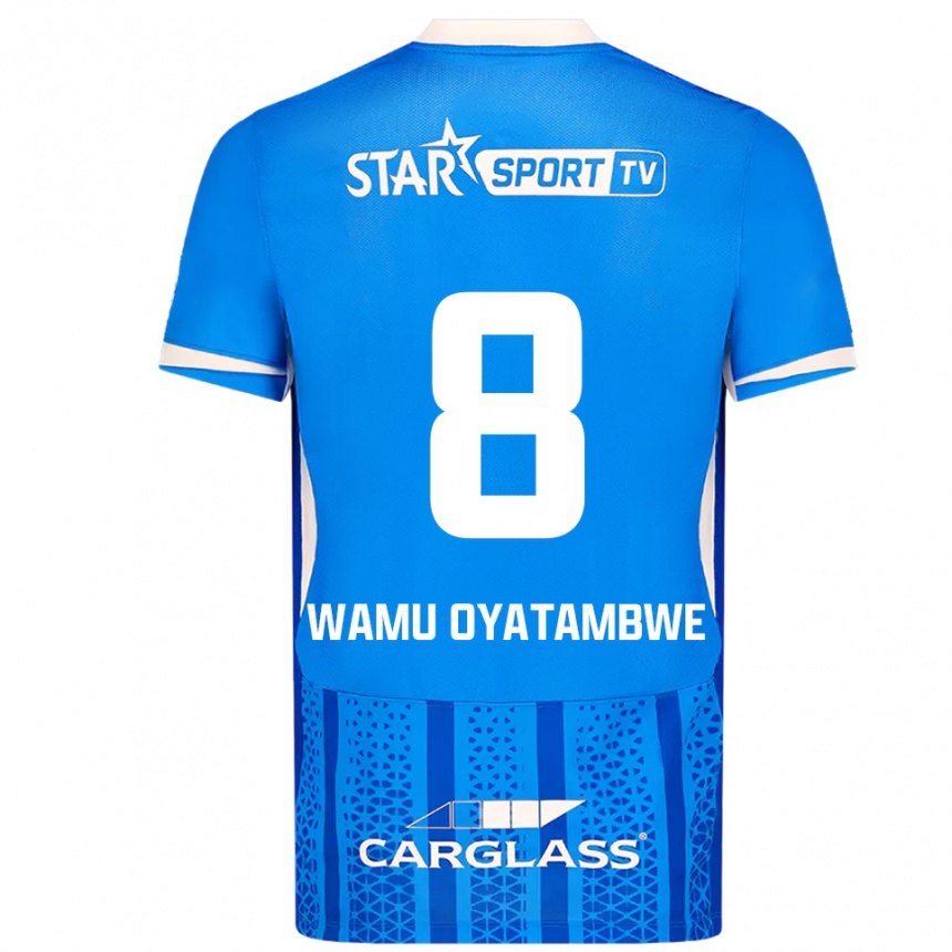 גברים כדורגל Matthias Wamu Oyatambwe #8 כחול לבן ג'רזי ביתית 2025/26