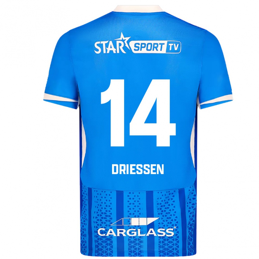גברים כדורגל Jelle Driessen #14 כחול לבן ג'רזי ביתית 2025/26